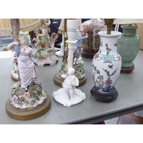 415 - 19thC and later porcelain and other table lamps of varying styles  largest 13