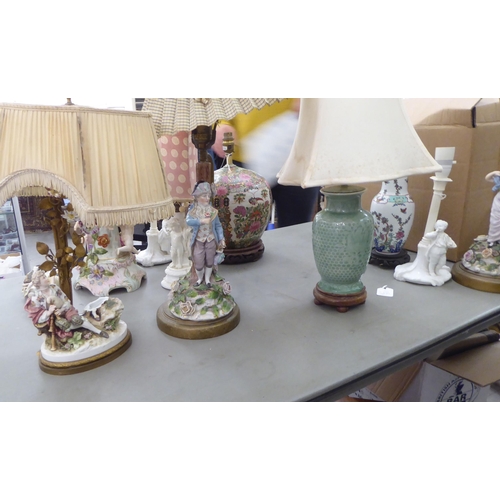 415 - 19thC and later porcelain and other table lamps of varying styles  largest 13