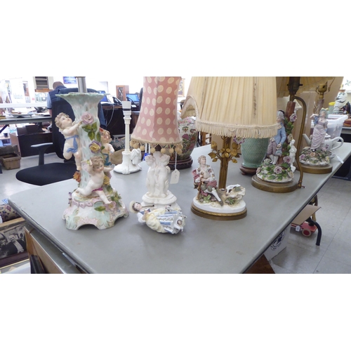 415 - 19thC and later porcelain and other table lamps of varying styles  largest 13