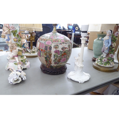 415 - 19thC and later porcelain and other table lamps of varying styles  largest 13