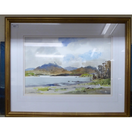 421 - J Fletcher-Watson - 'Loch Shieldaig, Scotland'  watercolour  bears a signature  12