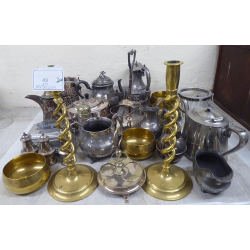 49 - Silver plated and other metal tableware: to include a sardine dish; a bottle coaster; and ice bucket