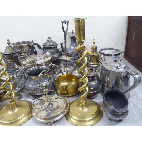 49 - Silver plated and other metal tableware: to include a sardine dish; a bottle coaster; and ice bucket