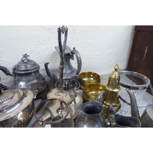 49 - Silver plated and other metal tableware: to include a sardine dish; a bottle coaster; and ice bucket