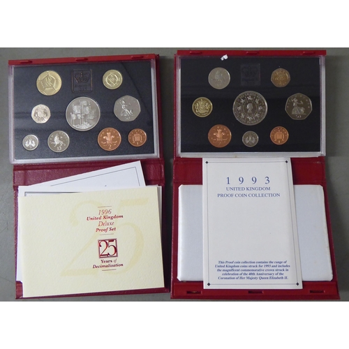 64 - Seven various Royal Mint British proof coin sets  cased