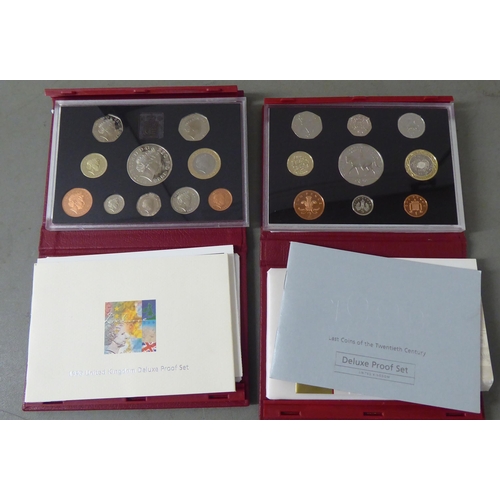 64 - Seven various Royal Mint British proof coin sets  cased