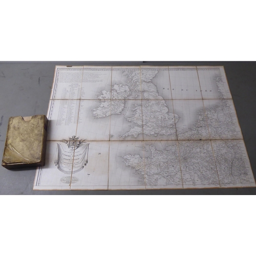 71 - A set of four early 20thC French printed linen backed road maps of Europe, folding into a card sleev... 