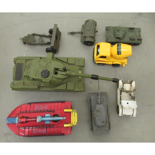 72 - Diecast model vehicles: to include a Corgi Batmobile; a Dinky Chieftain Tank; a Dinky SRN6 Hovercraf... 