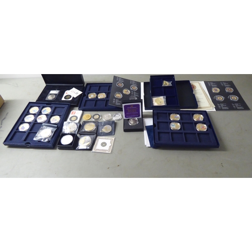 74 - British proof Queen Elizabeth II coins: to include gold plated commemorative issues, variously boxed... 