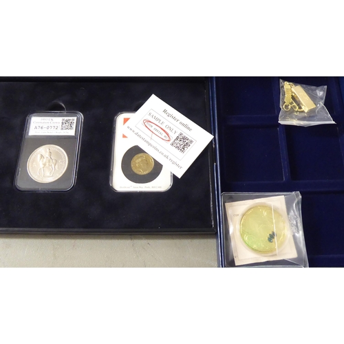 74 - British proof Queen Elizabeth II coins: to include gold plated commemorative issues, variously boxed... 