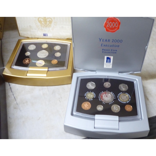 82 - Royal Mint British proof and other coins: to include sets for 2000, 2001, 2002 and 2003