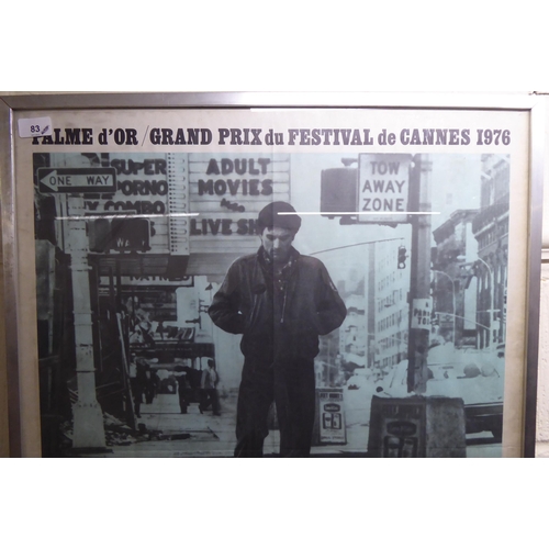 83 - A framed Cannes 1976 film festival poster for Robert Di Nero in Taxi Driver  30