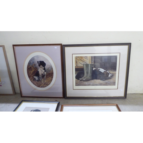 88 - Seven framed prints: to include after Nigel Hemmings - canine subjects  largest 18