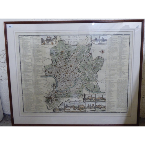 95 - A reproduction of an early 18thC coloured map of Rome  31