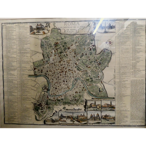 95 - A reproduction of an early 18thC coloured map of Rome  31