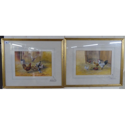 98 - Tovey - two farmyard studies  watercolours  bearing signatures, in card mounts  12