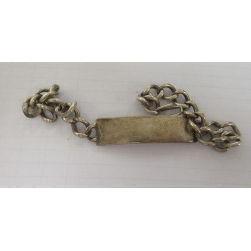 338 - Items of personal ornament: to include a silver, curb link identity bracelet