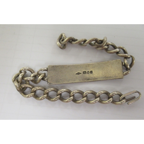 338 - Items of personal ornament: to include a silver, curb link identity bracelet