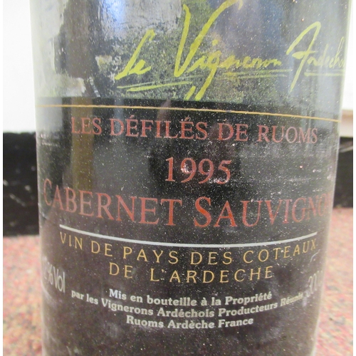 110 - A Jeroboam of Vignerons Ardéchois Cabernet Sauvignon  1995, in a wooden crate 