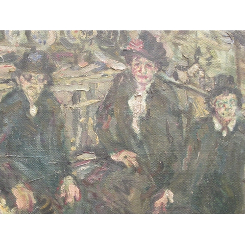 113 - 20thC Irish School - three seated elderly women, in a Galway public house  oil on canvas  17