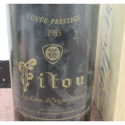 119 - A Methuselah of Cuvee Prestige Fitou wine, in a wooden crate