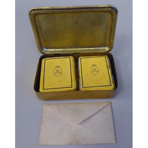 120 - A Great War period gilded and pressed brass cigarette box, presented to soldiers for Christmas 1914 ... 