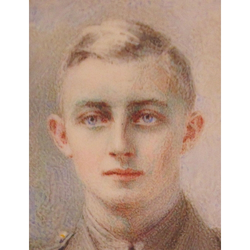 157 - An early 20thC oval head and shoulders portrait miniature, a young, uniformed officer of the RFC&nbs... 