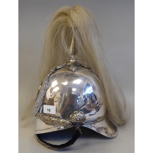 16 - A Yorkshire Dragoons helmet with a white plume and chinstrap (Please Note: this lot is subject to th... 