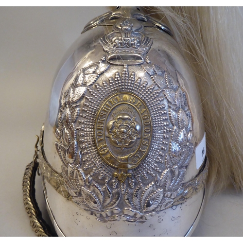 16 - A Yorkshire Dragoons helmet with a white plume and chinstrap (Please Note: this lot is subject to th... 