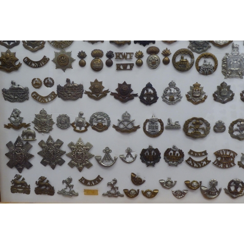 18 - Over one hundred and twenty military cap badges and other insignia, some copies: to include The Dors... 