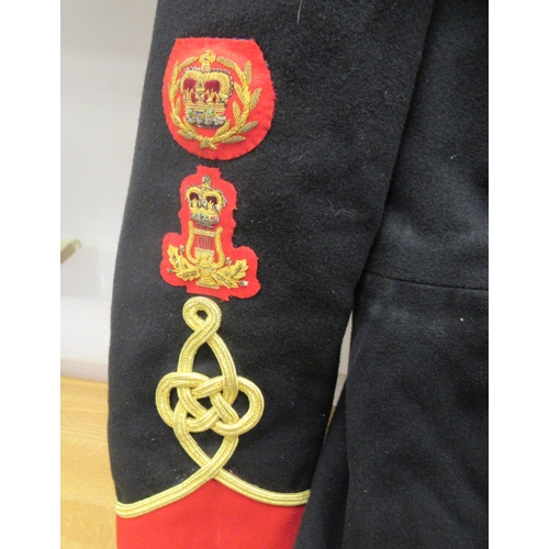 192 - A British REME Band ceremonial black tunic with a red collar, cuffs and epaulettes (Please Note: thi... 