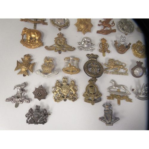 196 - Approx. fifty military cap badges and other insignia, some copies: to include Scottish King Own Bord... 