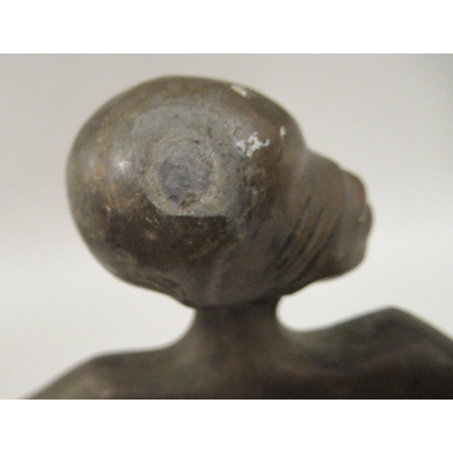 200 - An African bronze standing female dancing figure with hands on hips and a domed, circular base  11