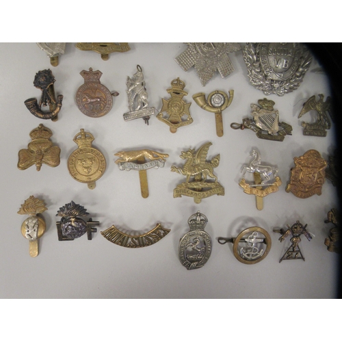 202 - Approx. fifty military cap badges and other insignia, some copies: to include Kings Liverpool Regt.;... 