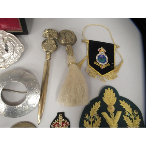 220 - Mainly Royal Scots Fusiliers and related military badges, emblems and memorabilia, some copies: to i... 