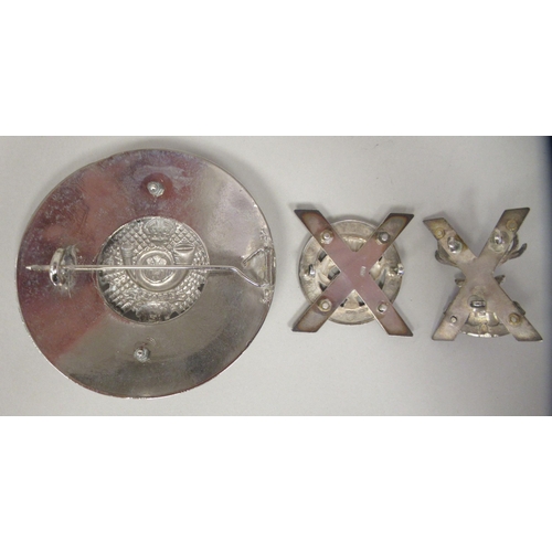 221 - A pair of silver Highland and Lowland Brigades Officers glengarry badges; and a Highland Light Infan... 