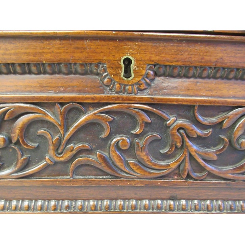 26 - A William IV inspired mahogany casket, having straight sides and a hinged lid with bead, stiff leaf,... 