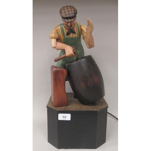 53 - A Ron Fuller painted wood, mains powered automata, featuring the cooper on the roof of The Chandos P... 