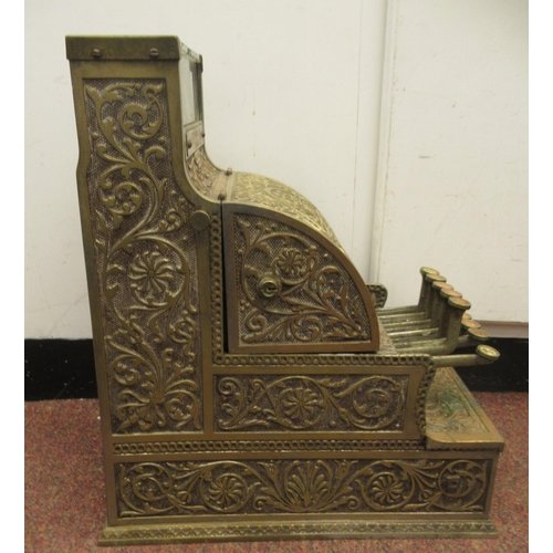 79 - A late 19thC National of Daytan, Ohio cast brass No.5 cash register with a lockable hinged cover, wi... 