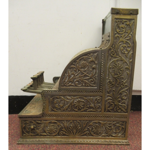 79 - A late 19thC National of Daytan, Ohio cast brass No.5 cash register with a lockable hinged cover, wi... 