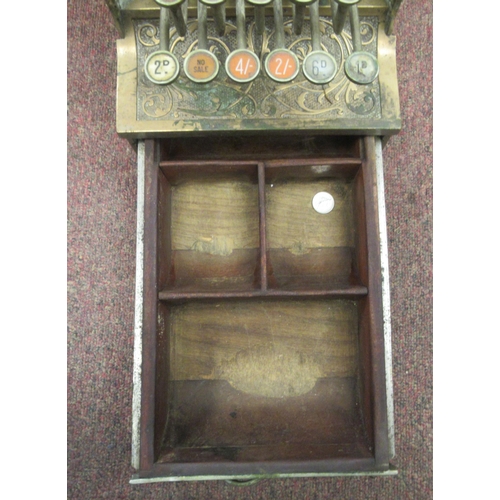 79 - A late 19thC National of Daytan, Ohio cast brass No.5 cash register with a lockable hinged cover, wi... 