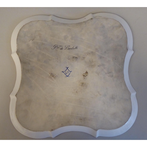 8 - A 19thC Serves porcelain serpentine outlined cabaret tray, decorated with a vignette head and should... 