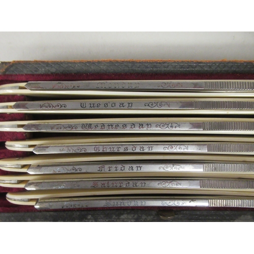 83 - An early 20thC set of seven Joseph Rodgers & Sons of Sheffield barber's cutthroat razors, each b... 