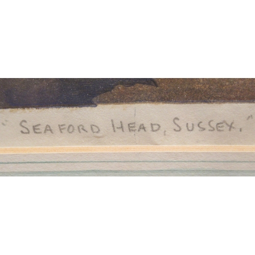 88 - After Eric Slater - 'Seaford Head Sussex'  coloured woodcut print  bears a pencil inscript... 