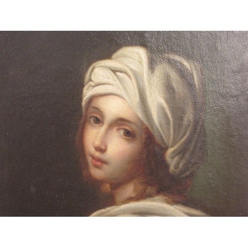 91 - After Guido Reni - a head and shoulders portrait, a young girl wearing a turban  oil on canvas&... 