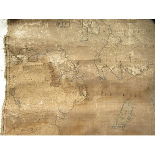 38 - After John Ogilby - a printed and tinted, large scale, hessian backed, rolled wall map 'England and ... 