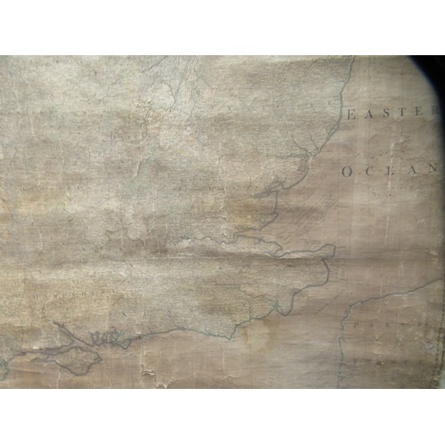 38 - After John Ogilby - a printed and tinted, large scale, hessian backed, rolled wall map 'England and ... 