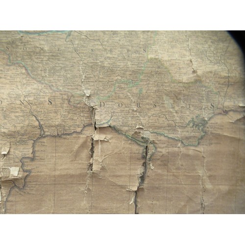 38 - After John Ogilby - a printed and tinted, large scale, hessian backed, rolled wall map 'England and ... 