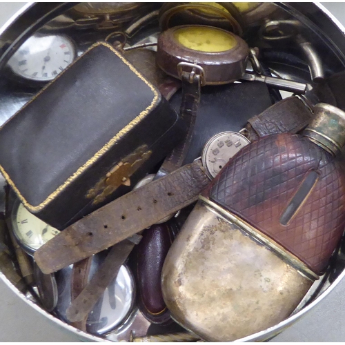 1 - 19th and 20thC collectables: to include wristwatches; a hipflask; a vesta case, fashioned as a book ... 