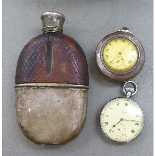 1 - 19th and 20thC collectables: to include wristwatches; a hipflask; a vesta case, fashioned as a book ... 